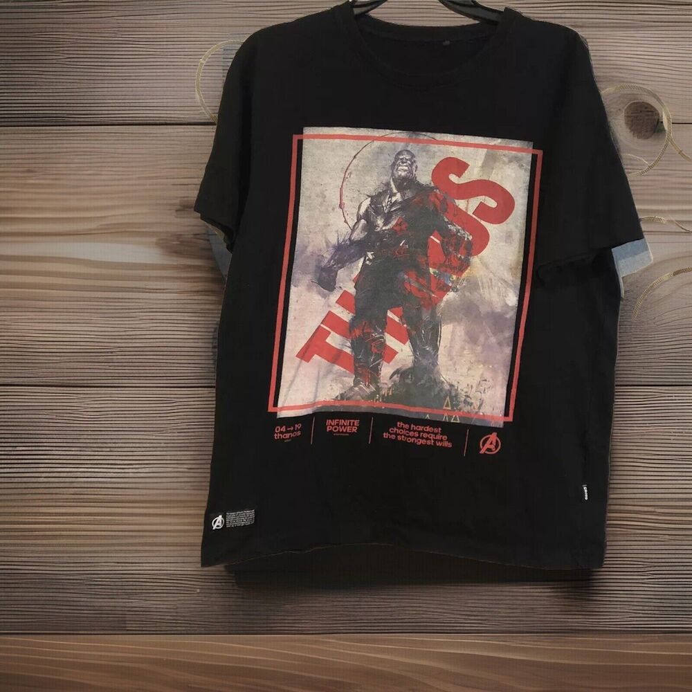 Marvel Avengers Thanos T-Shirt Large Men's Infinite Power Graphic Tee Cropp